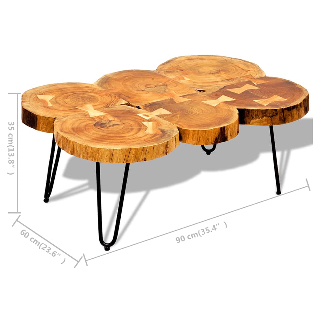 vidaXL Table de salon avec 6 perches 35 cm massif acaciahout