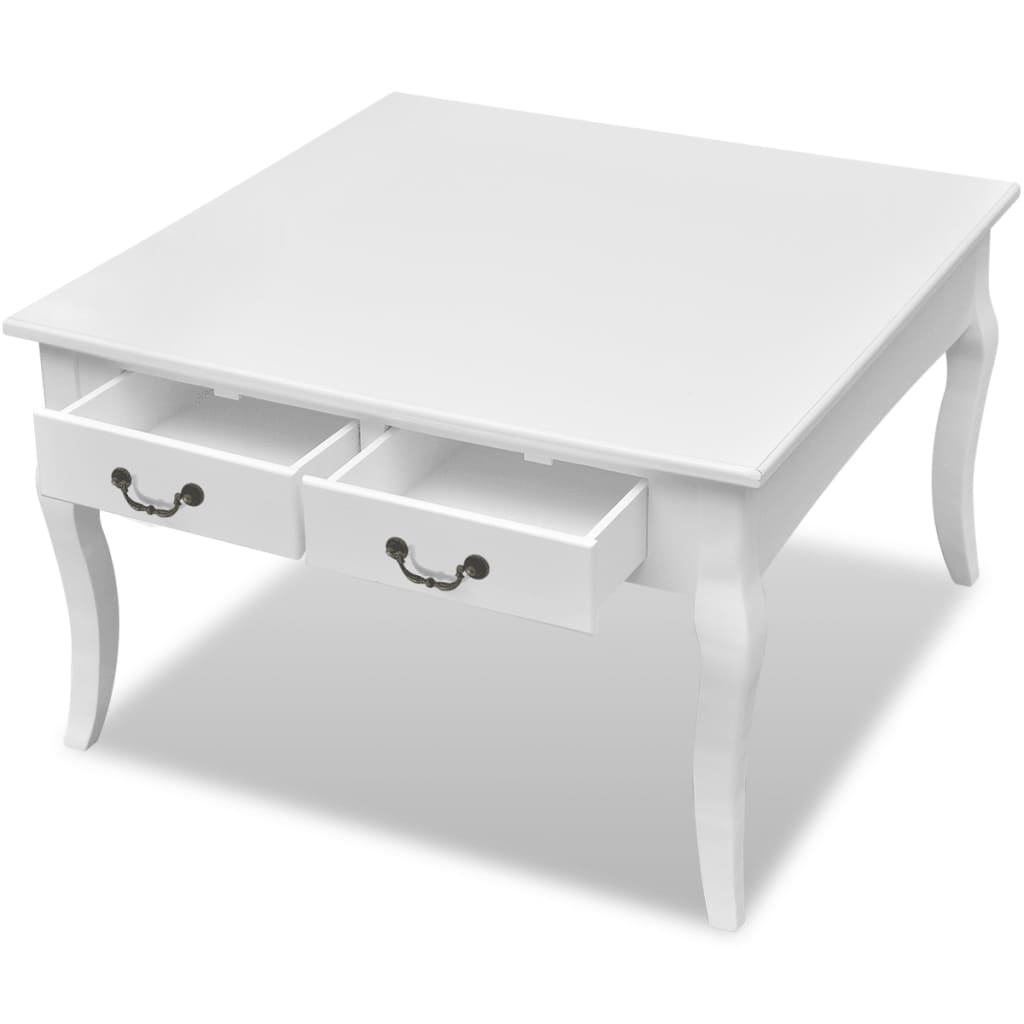 vidaXL Coffee table with 4 drawers white