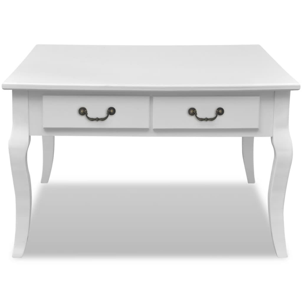 vidaXL Coffee table with 4 drawers white