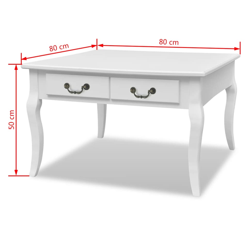 vidaXL Coffee table with 4 drawers white