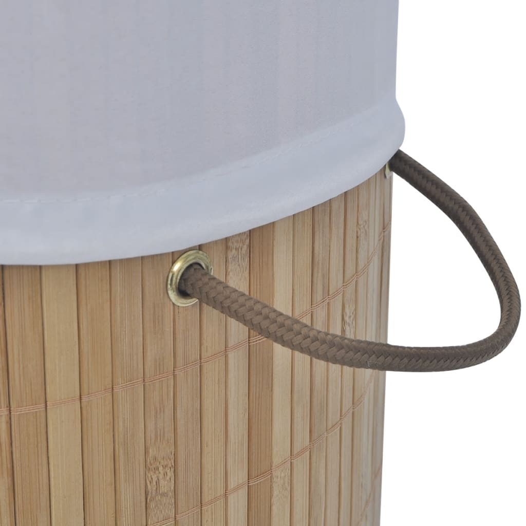 vidaXL Laundry Basket Round Bamboo Natural
