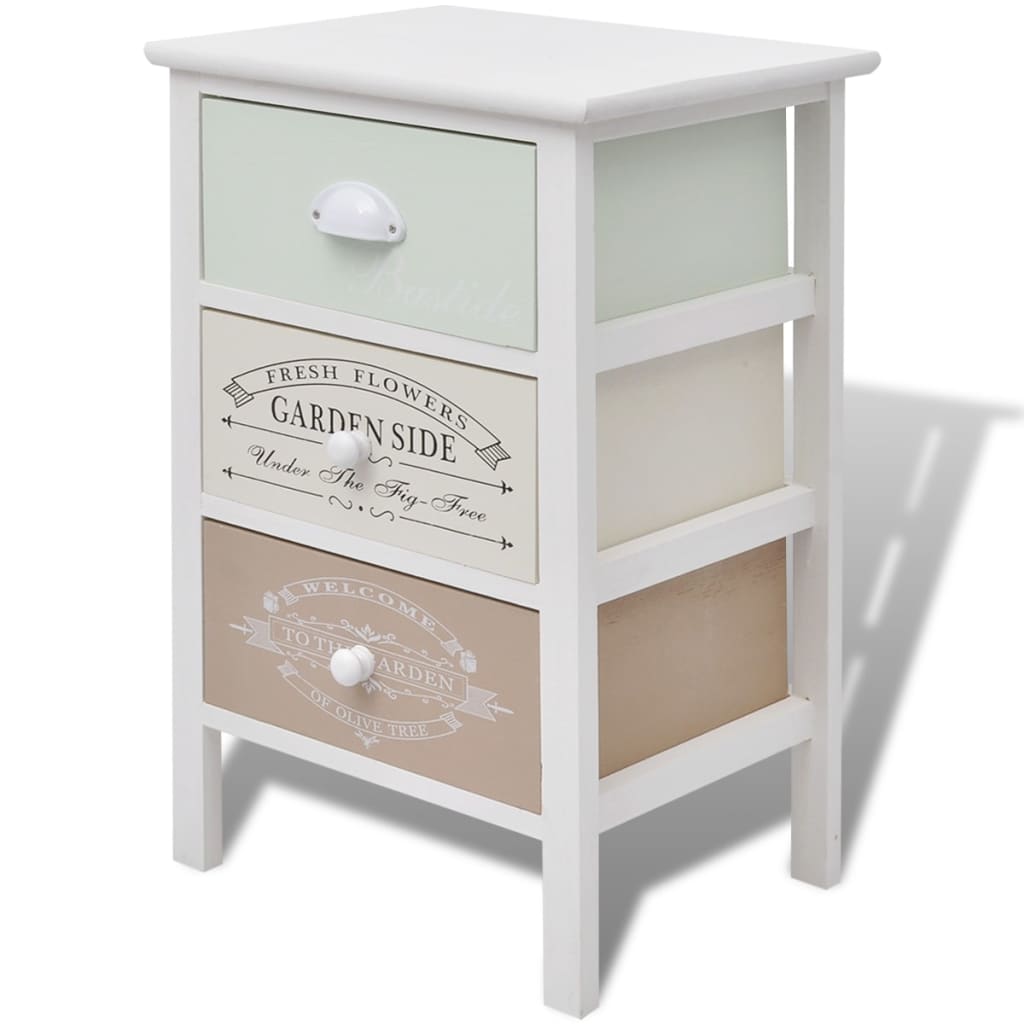 vidaXL French Storage Cabinet with 3 Drawers Wood