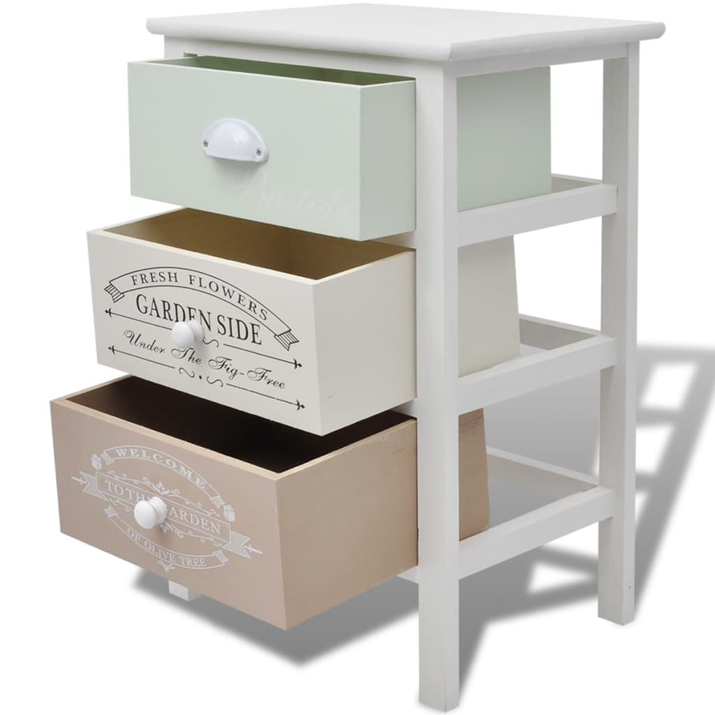 vidaXL French Storage Cabinet with 3 Drawers Wood