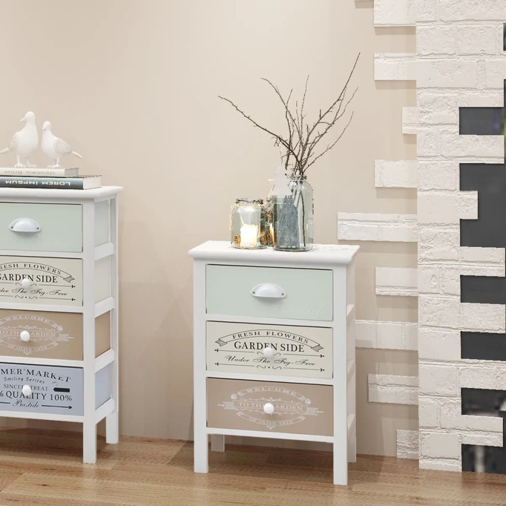 vidaXL French Storage Cabinet with 3 Drawers Wood