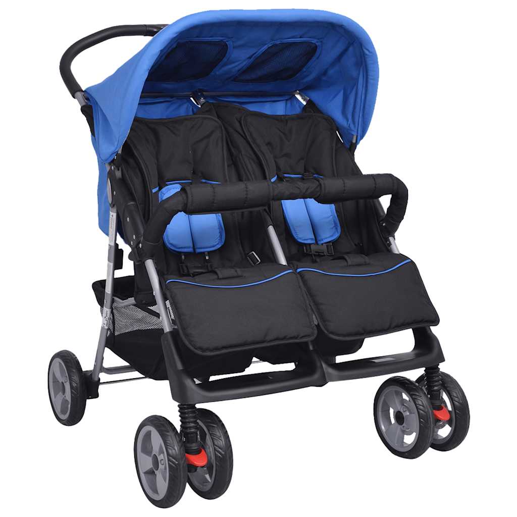 vidaXL Twin Stroller Steel Red and Black