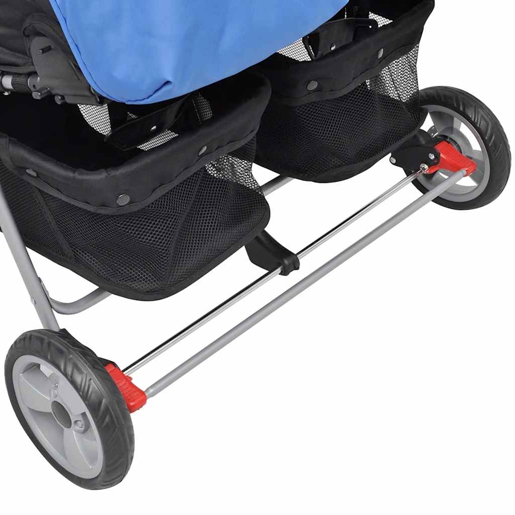 vidaXL Twin Stroller Steel Red and Black