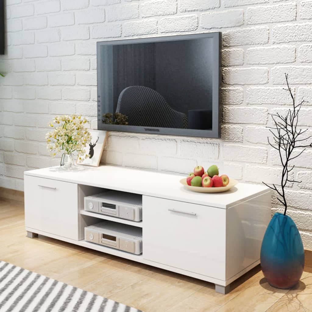 vidaXL TV Cabinet 120x40.5x35 cm High Gloss White