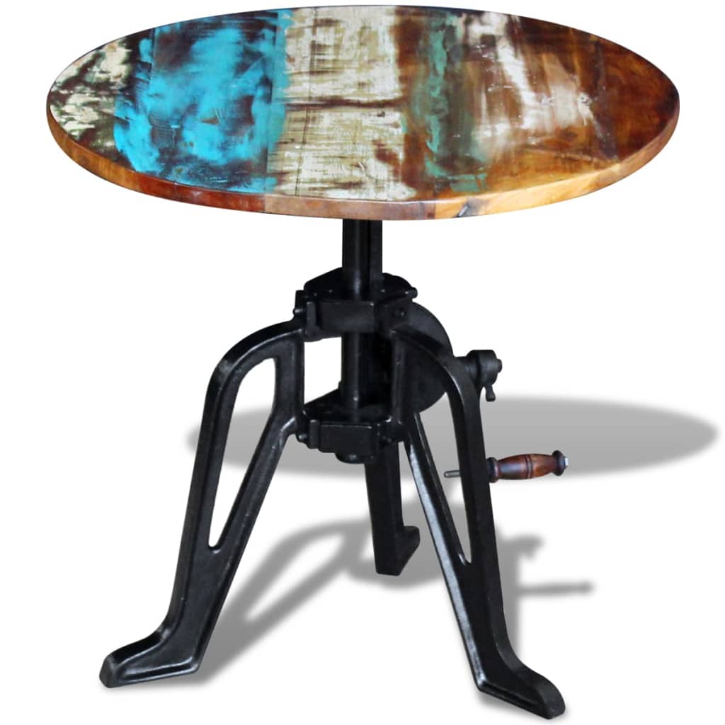 vidaXL Side Table 60x(42-63) cm Solid Reclaimed Wood and Cast Iron