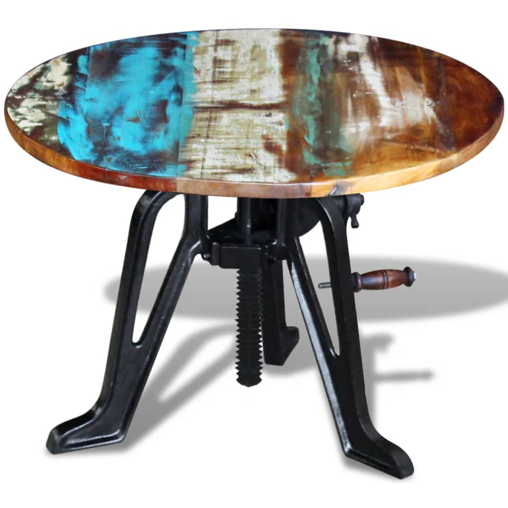 vidaXL Side Table 60x(42-63) cm Solid Reclaimed Wood and Cast Iron