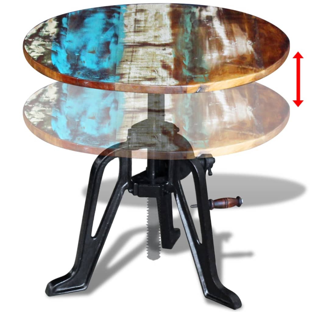 vidaXL Side Table 60x(42-63) cm Solid Reclaimed Wood and Cast Iron