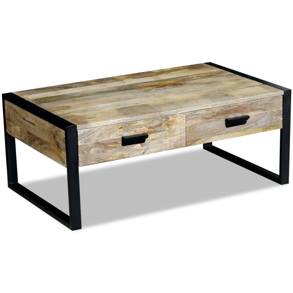 vidaXL Coffee Table with 2 Drawers 100x60x40 cm Solid Mango Wood