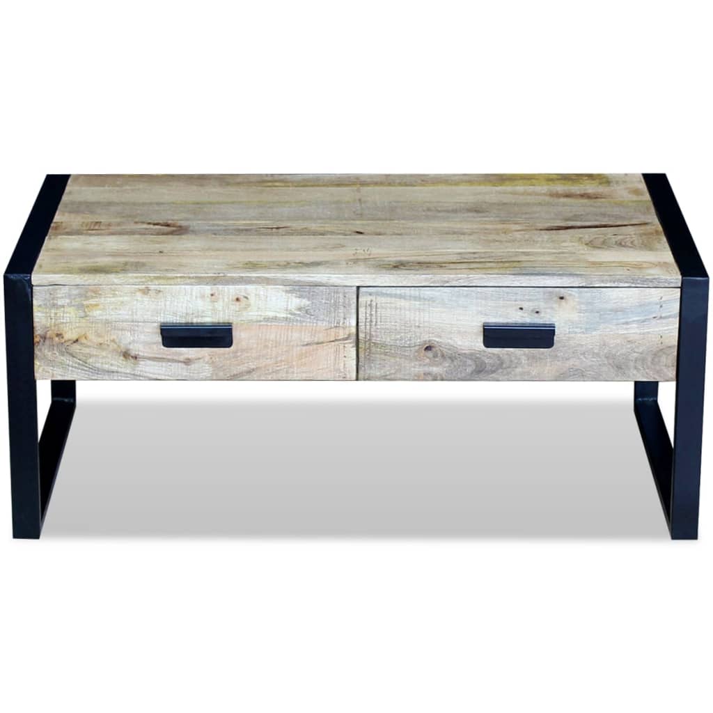 vidaXL Coffee Table with 2 Drawers 100x60x40 cm Solid Mango Wood