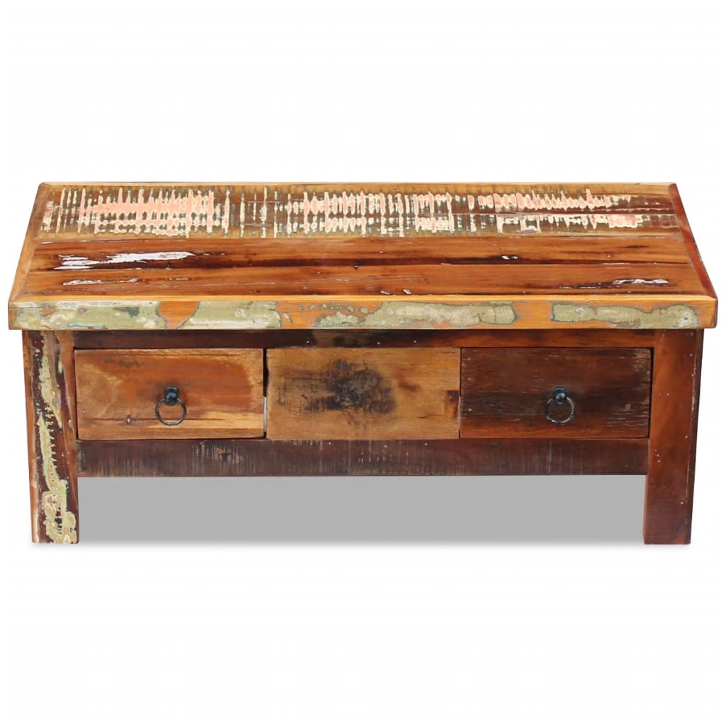 vidaXL Salontafel met lades 90x45x35 cm massief gerecycled hout