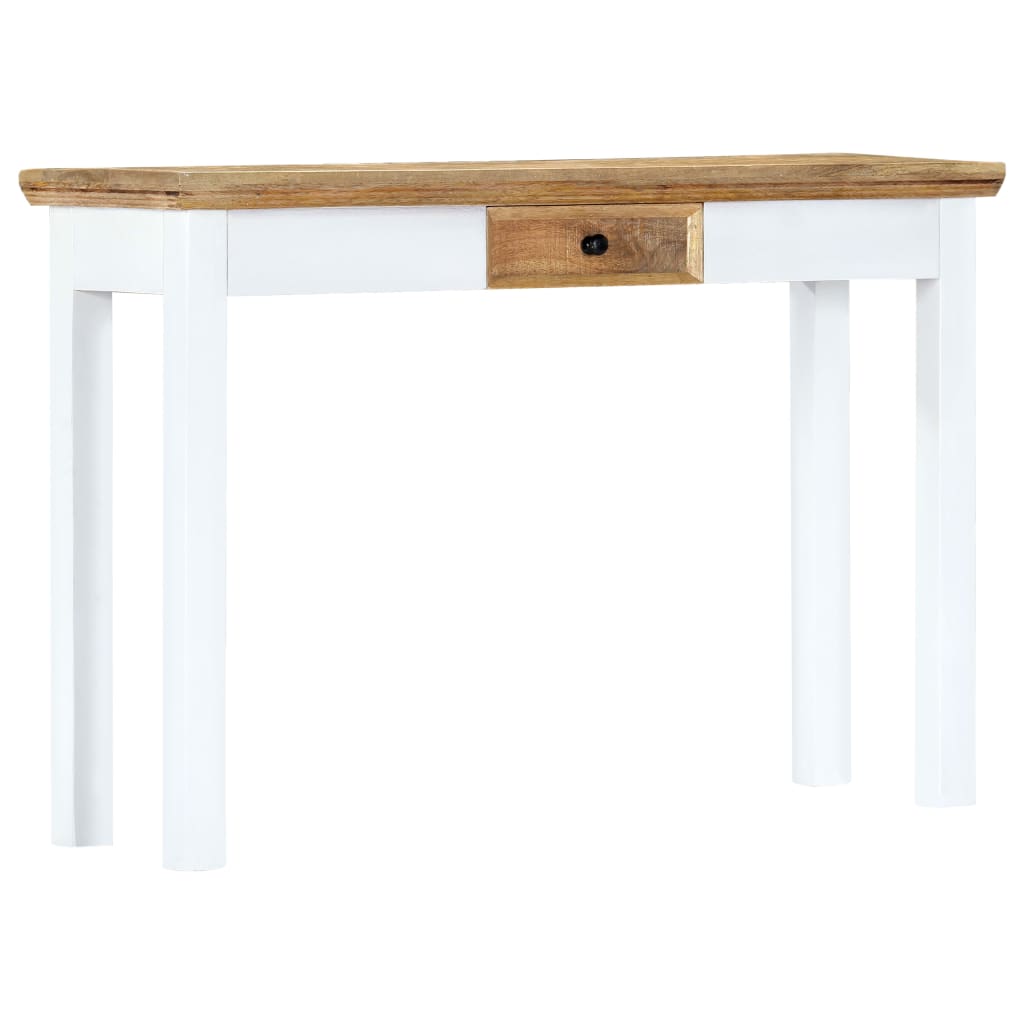 vidaXL Tableau mural 110x35x75 cm massif mangohout blanc et brun