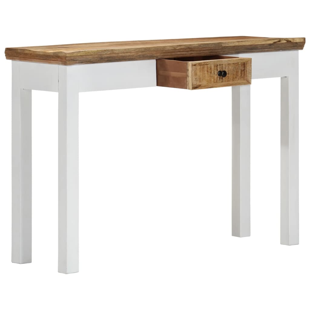 vidaXL Tableau mural 110x35x75 cm massif mangohout blanc et brun