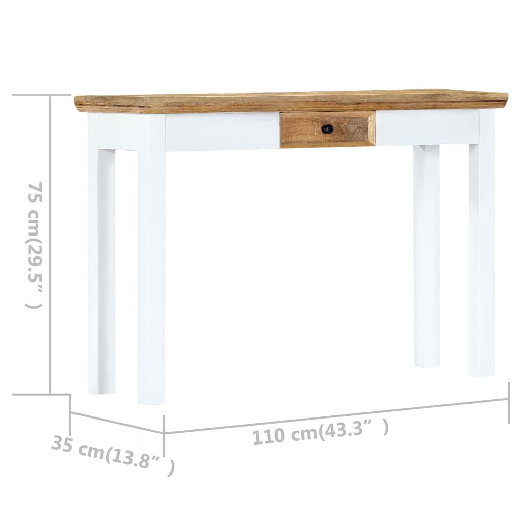 vidaXL Tableau mural 110x35x75 cm massif mangohout blanc et brun