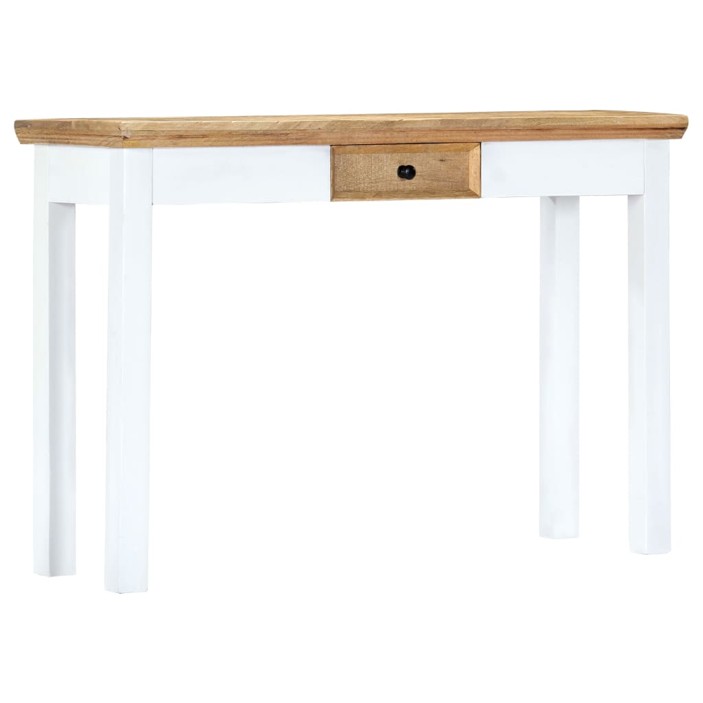 vidaXL Tableau mural 110x35x75 cm massif mangohout blanc et brun