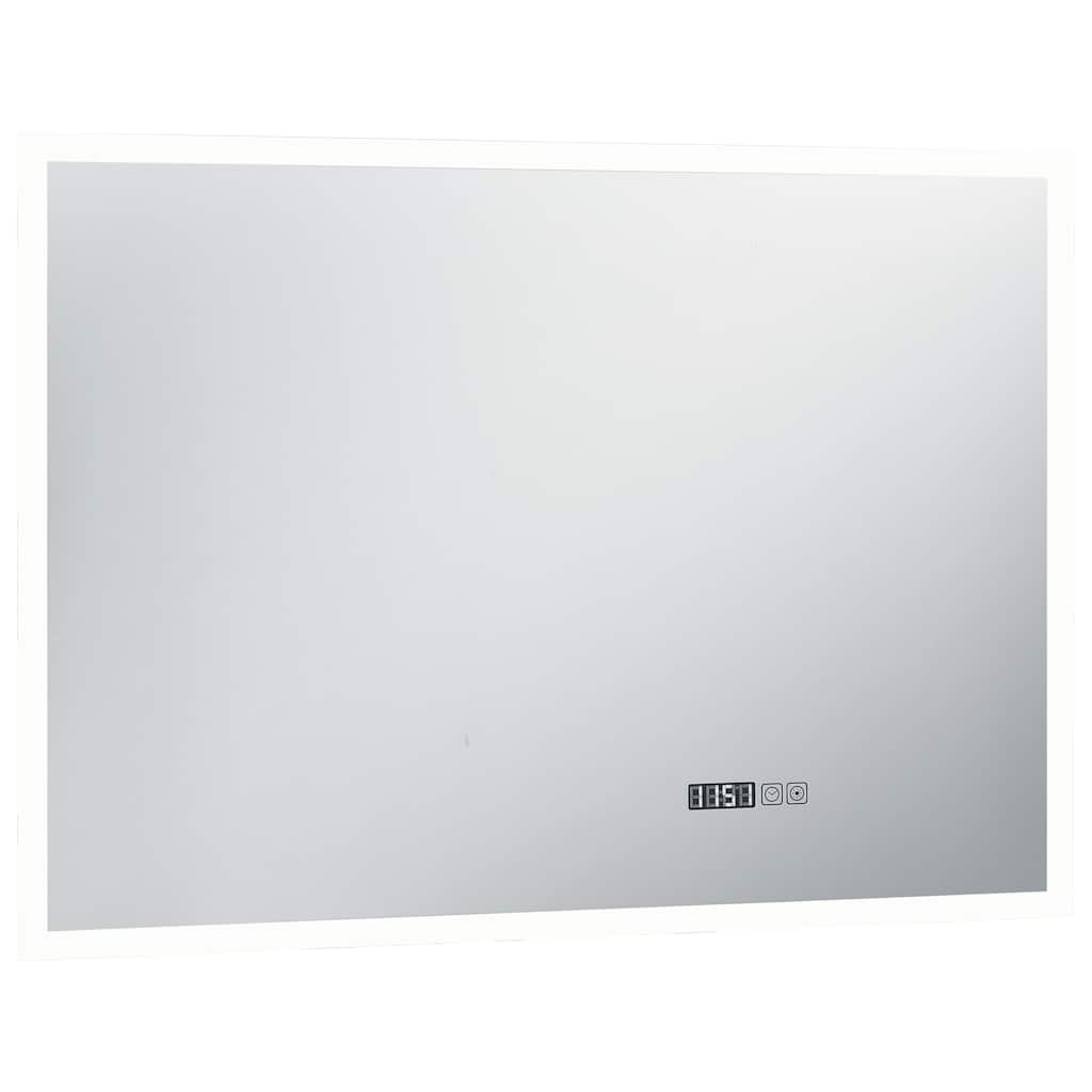 vidaXL LED Bathroom Mirror with Touch Sensor and Time Display 100x60 cm