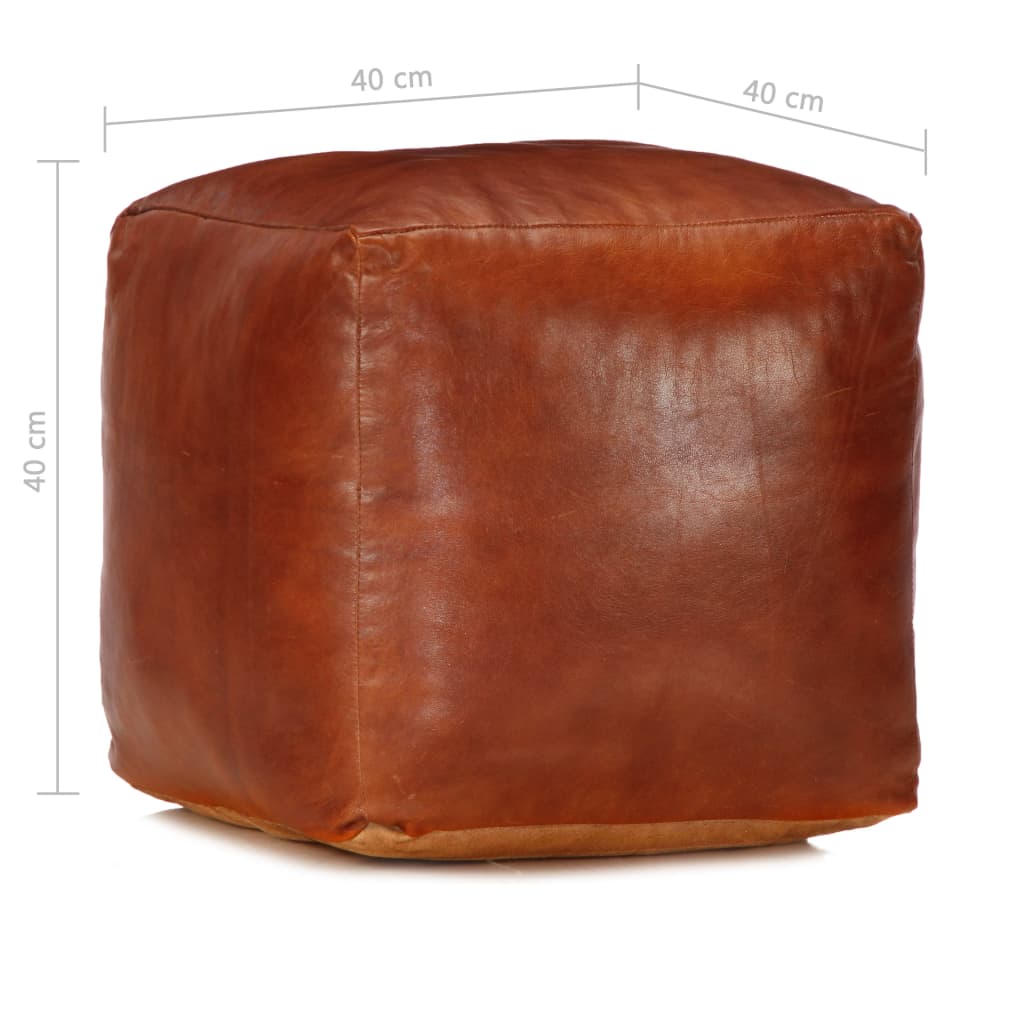 vidaXL Pouffe 40x40x40 cm real goat leather tan