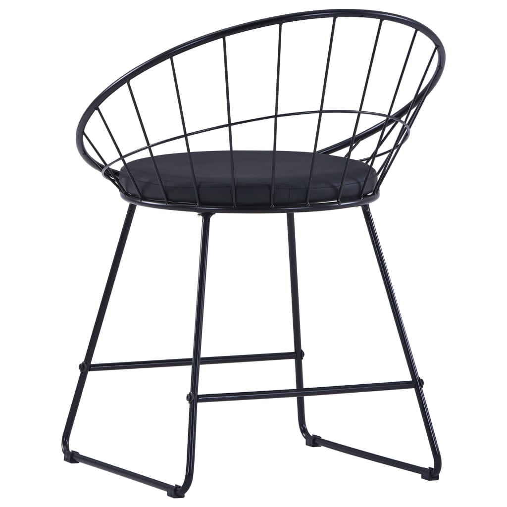 vidaXL Eetkamerstoelen met kunstleren zittingen 2 st staal zwart
