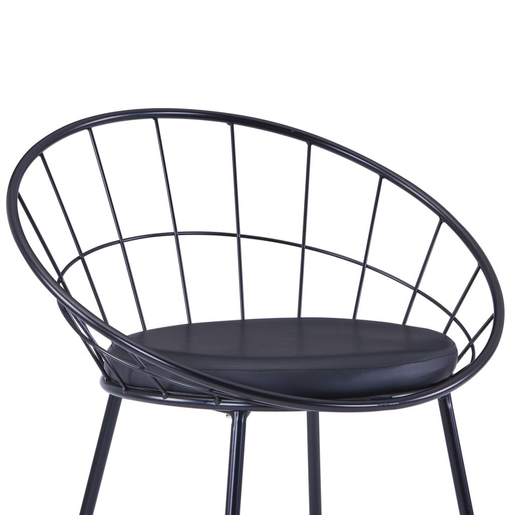 vidaXL Eetkamerstoelen met kunstleren zittingen 2 st staal zwart