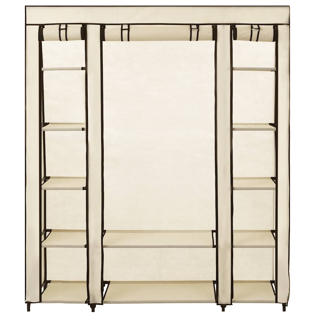 vidaXL Kledingkast met vakken en stangen 150x45x176 cm stof crème