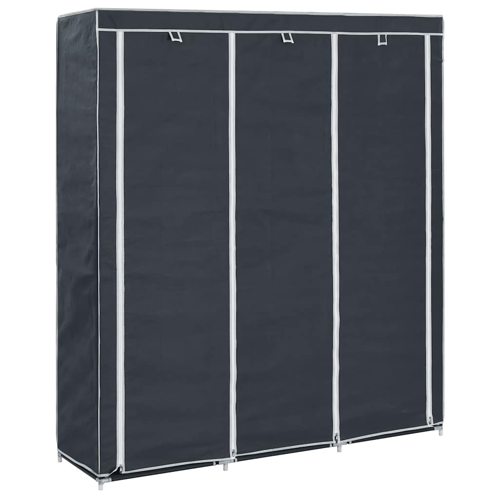 vidaXL Kledingkast met vakken en stangen 150x45x175 cm stof zwart