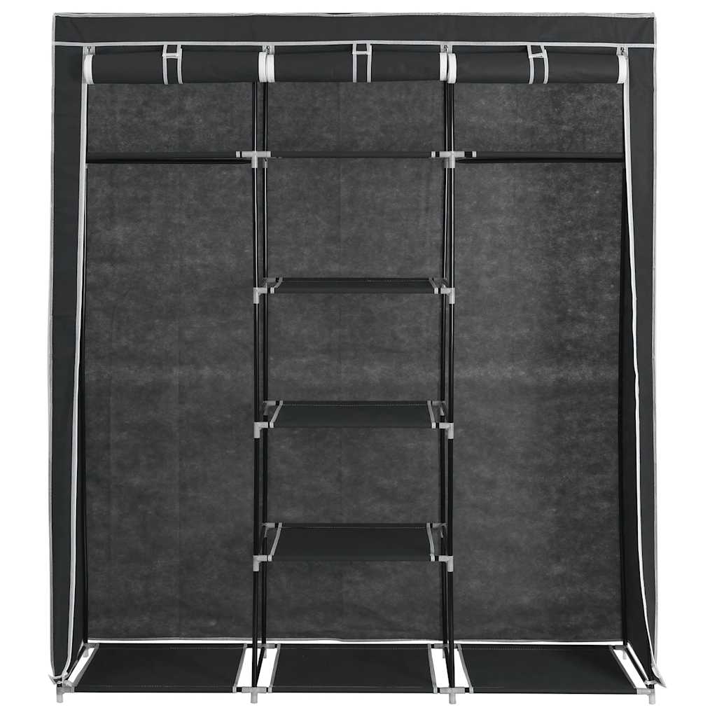 vidaXL Kledingkast met vakken en stangen 150x45x175 cm stof zwart