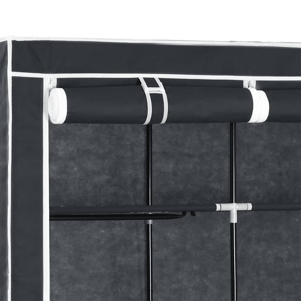vidaXL Kledingkast met vakken en stangen 150x45x175 cm stof zwart