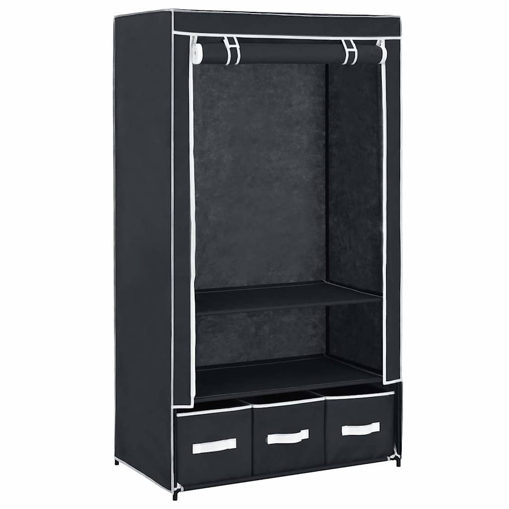 vidaXL Kledingkast 87x49x159 cm stof zwart
