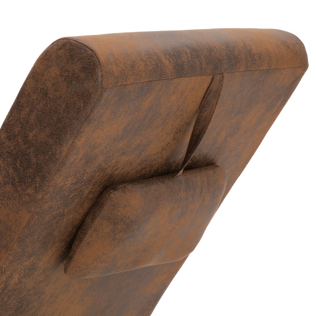 vidaXL Massage chaise longue met kussen kunstsuède bruin