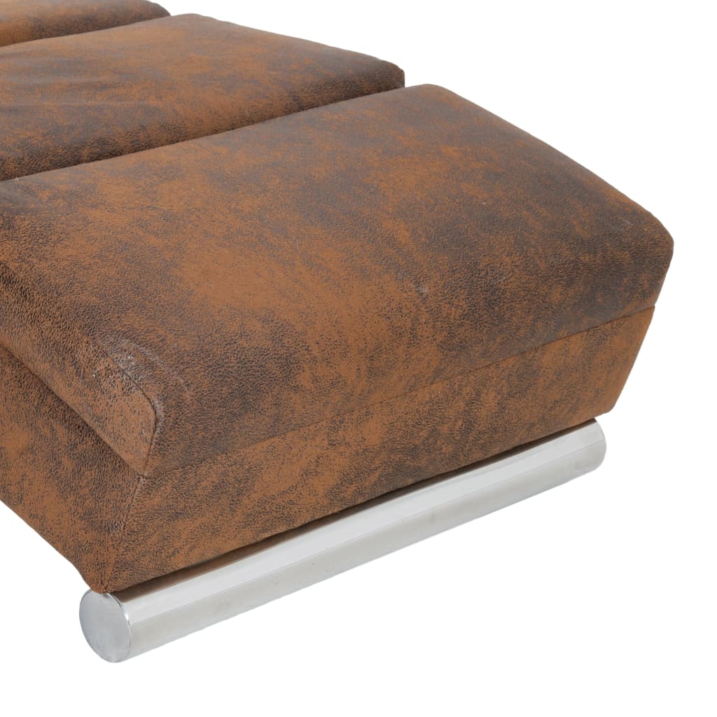 vidaXL Massage chaise longue kunstsuède bruin