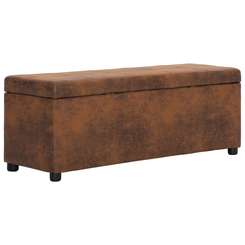vidaXL Storage Bench 116 cm Faux Suede Brown