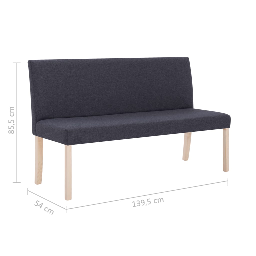 vidaXL Bench 139.5 cm polyester dark grey