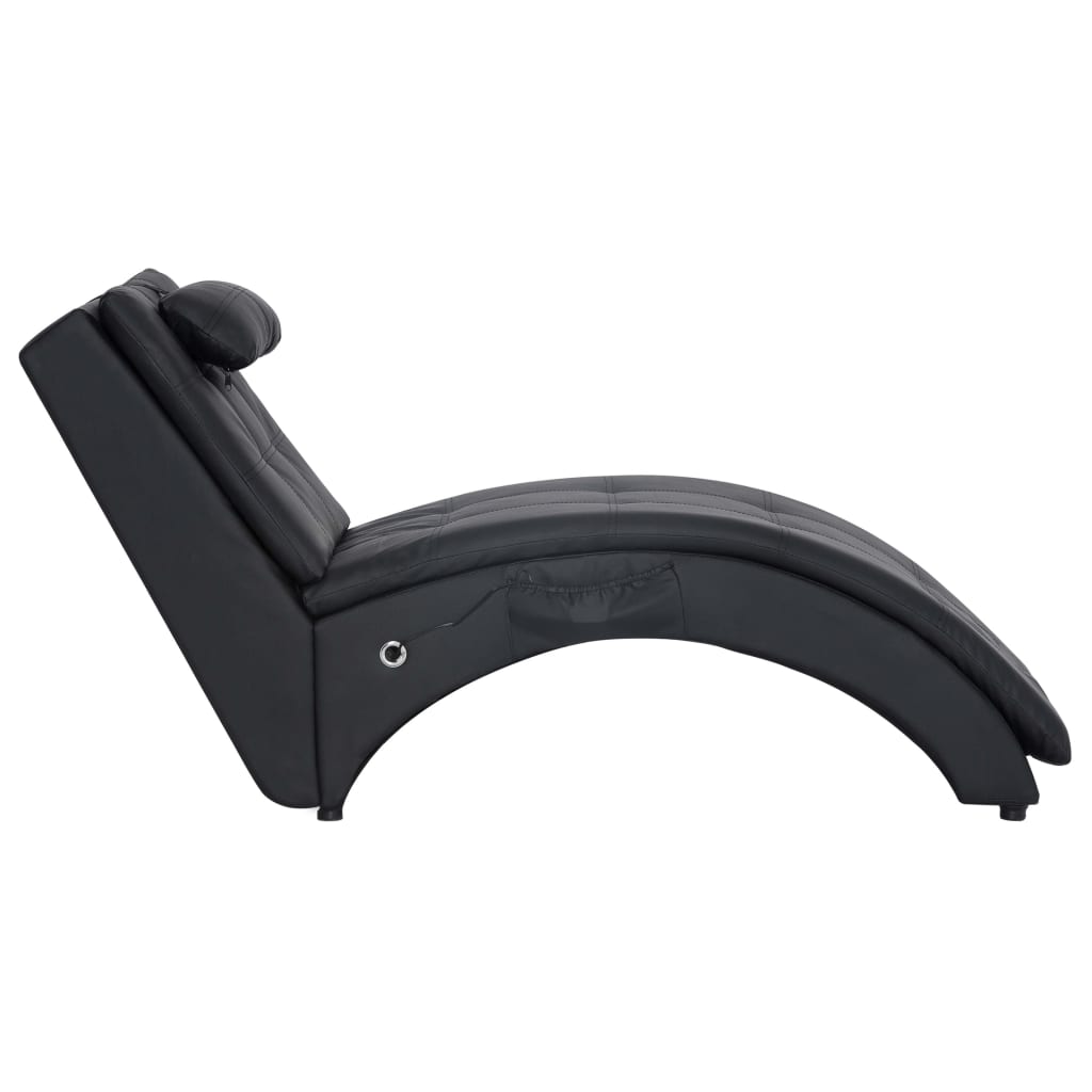 vidaXL Massage chaise longue met kussen kunstleer zwart