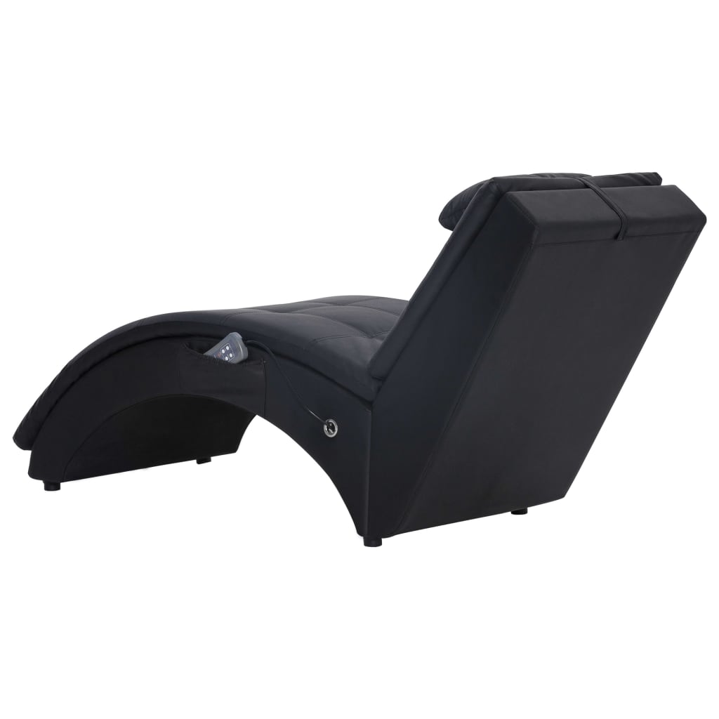 vidaXL Massage chaise longue met kussen kunstleer zwart