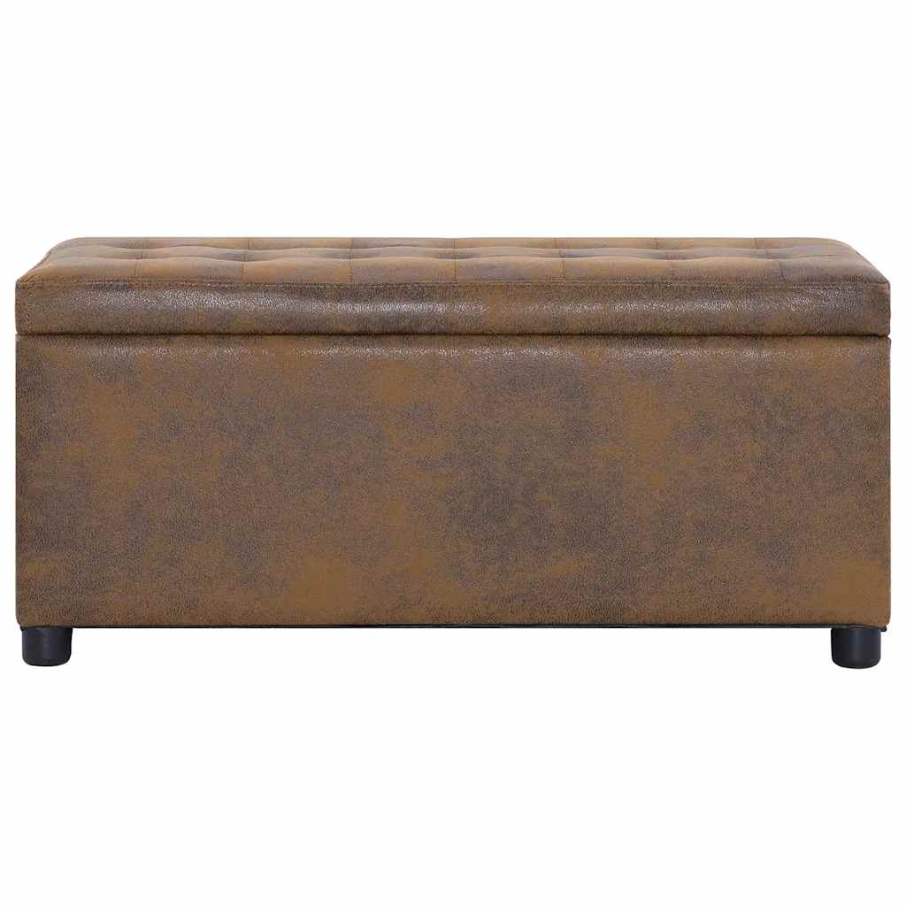 vidaXL Storage Ottoman 87.5 cm Faux Suede Brown