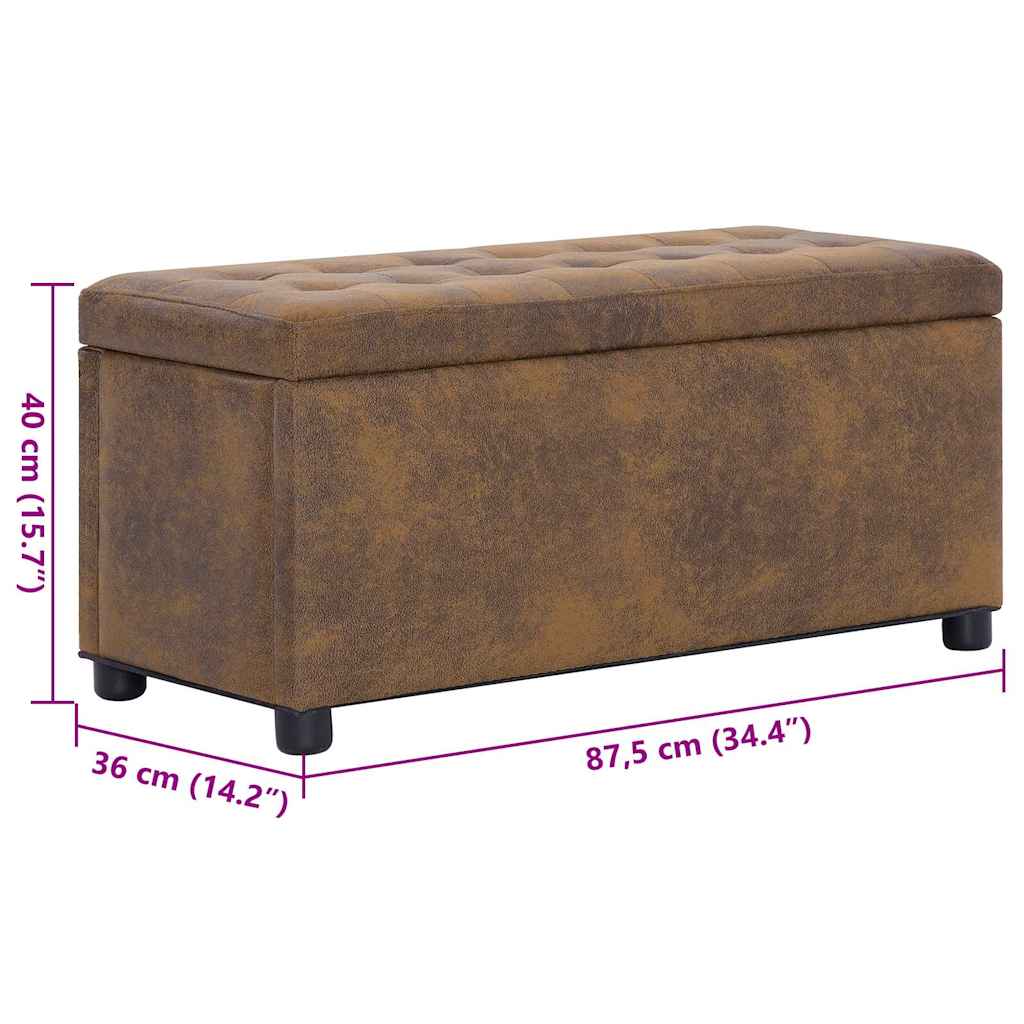 vidaXL Storage Ottoman 87.5 cm Faux Suede Brown