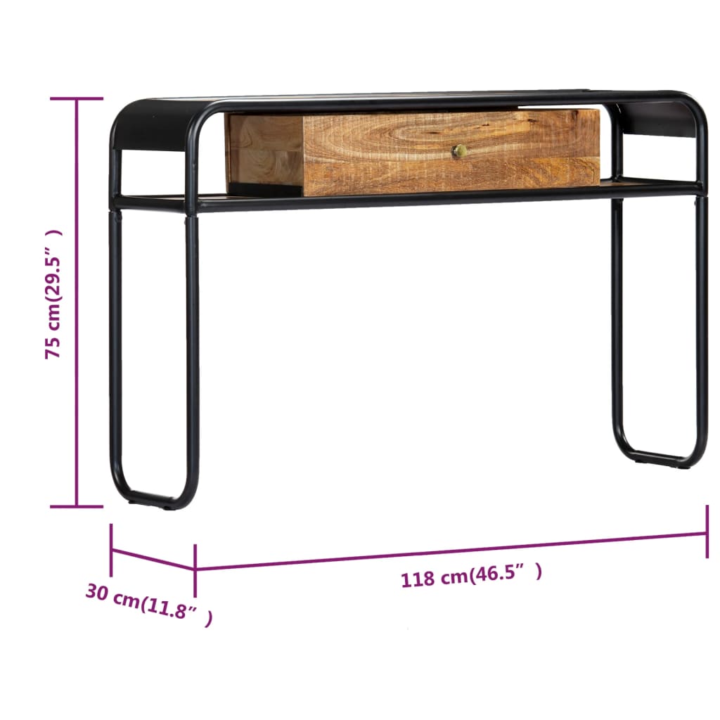 vidaXL Wandtafel 118x30x75 cm massief mangohout