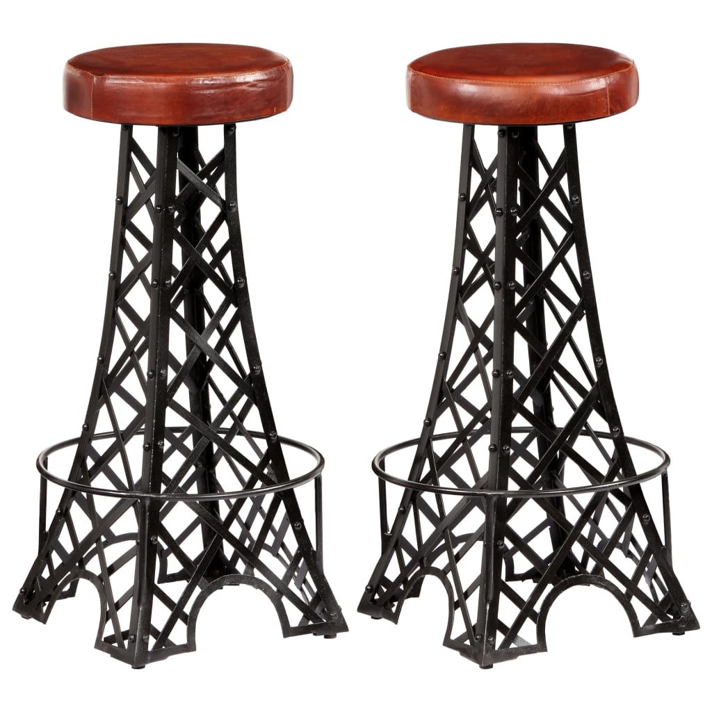 vidaXL Bar stools 2 pcs genuine leather