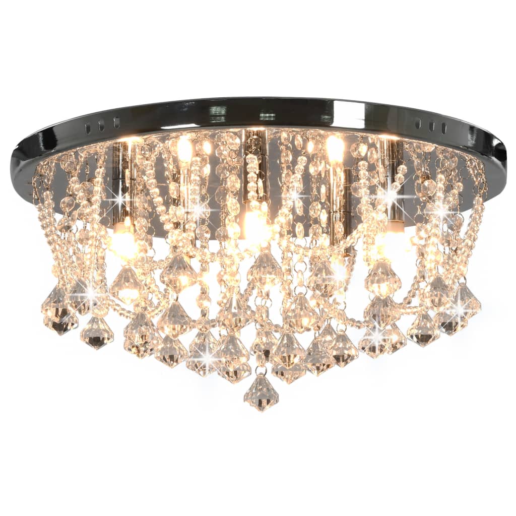 vidaXL Plafondlamp avec cristal kralen rond 4xG9 couleur argentée