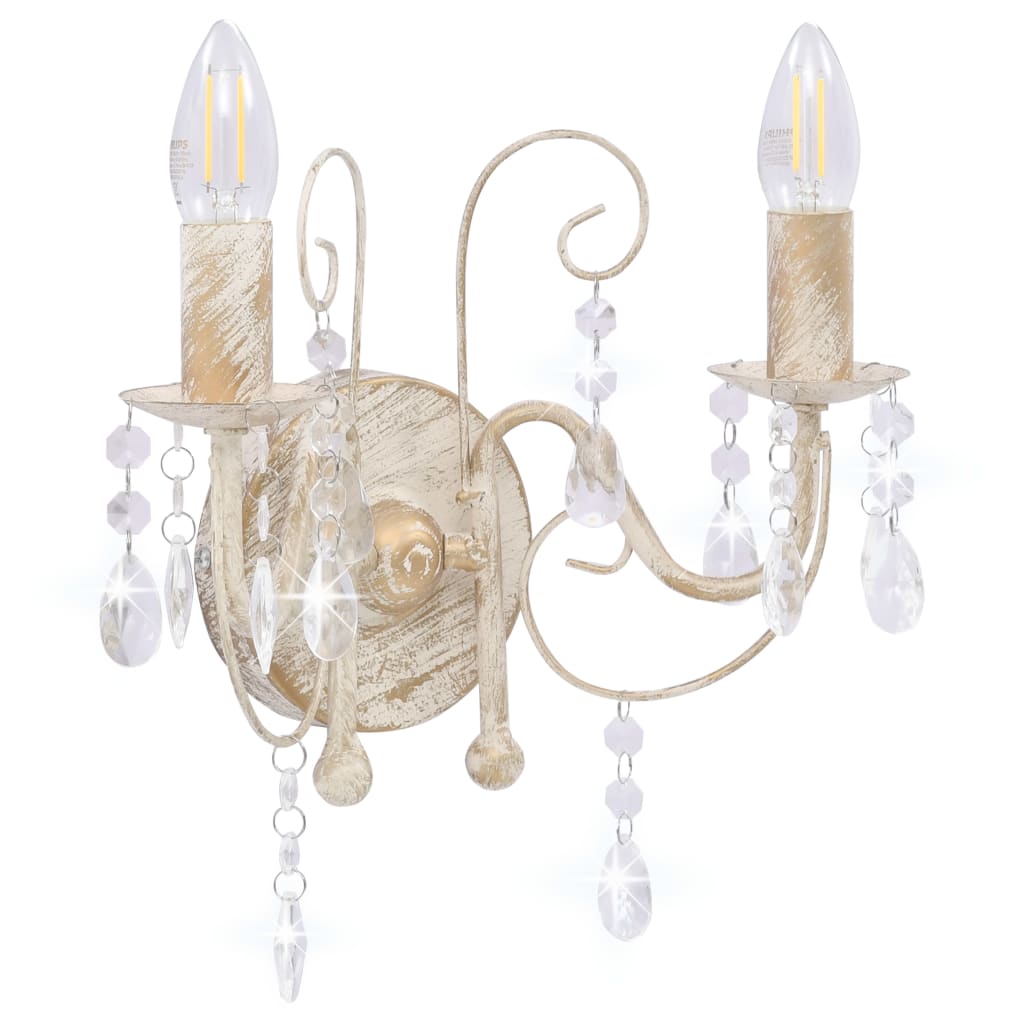 vidaXL Beaded Wall Lamp 2xE14 Antique White