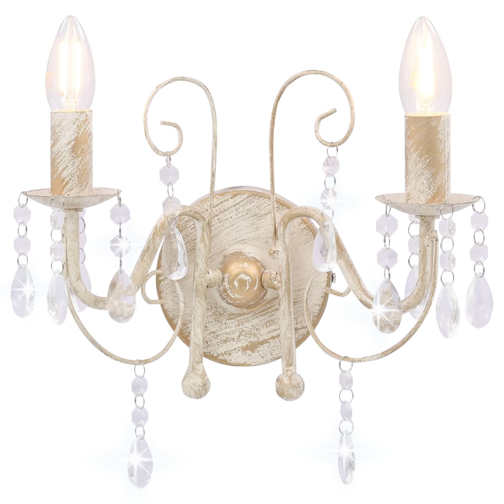 vidaXL Beaded Wall Lamp 2xE14 Antique White