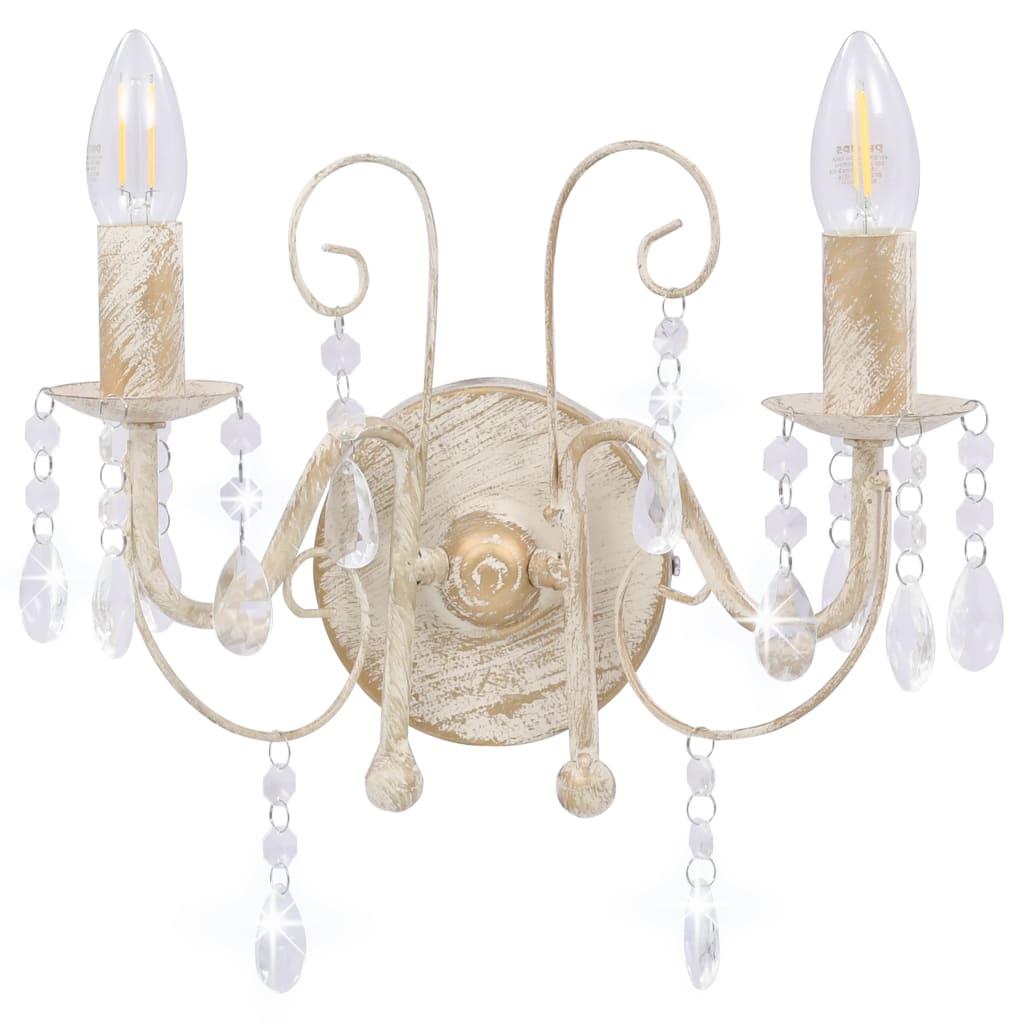 vidaXL Beaded Wall Lamp 2xE14 Antique White