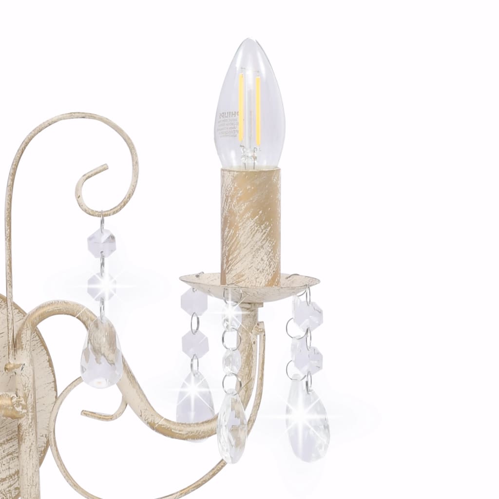 vidaXL Beaded Wall Lamp 2xE14 Antique White