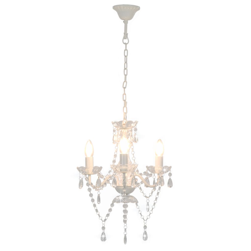 vidaXL Beaded Chandelier Round 3xE14 White