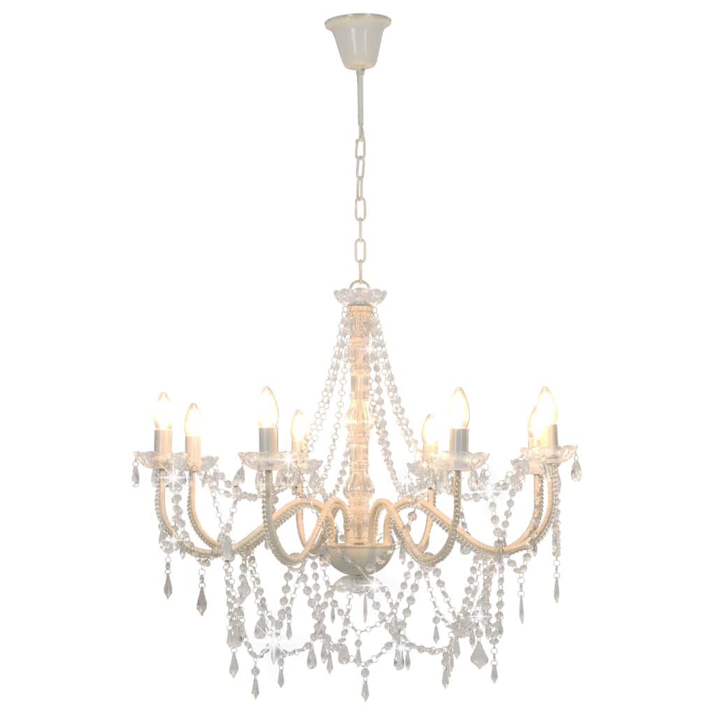 vidaXL Beaded Chandelier 8xE14 white