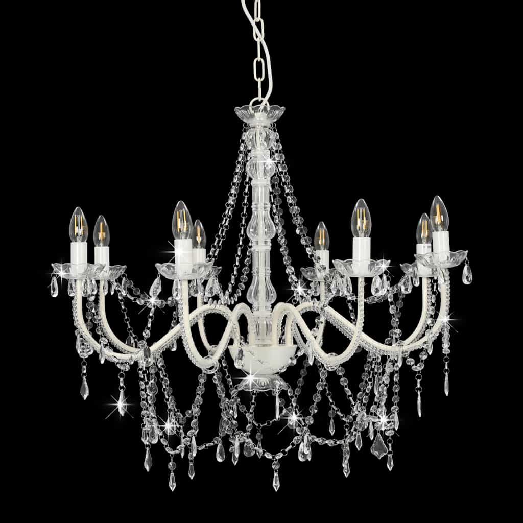 vidaXL Beaded Chandelier 8xE14 white