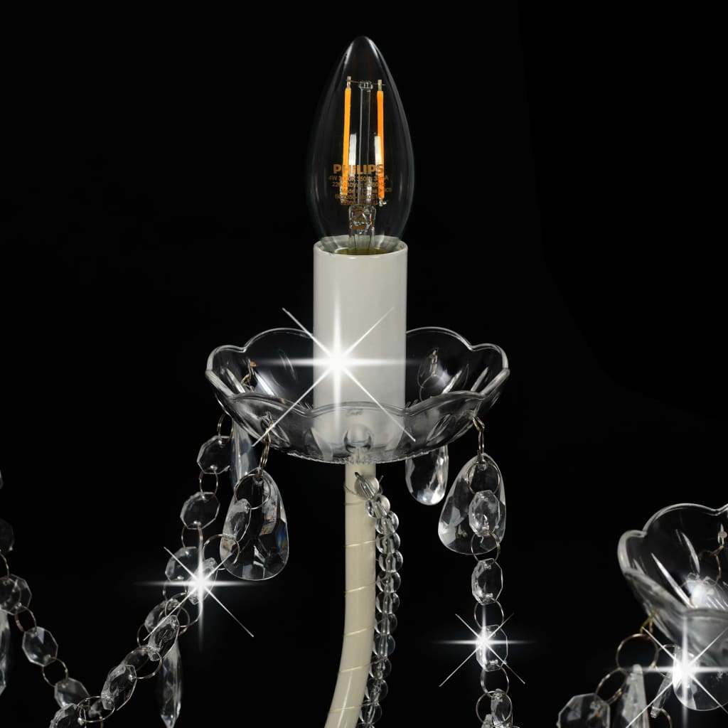 vidaXL Beaded Chandelier 12xE14 white