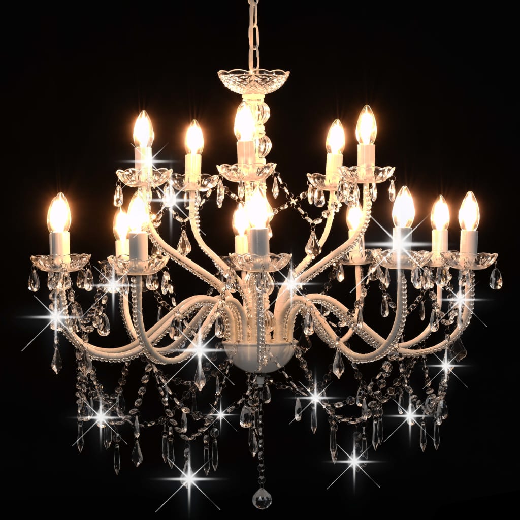 vidaXL 2-tier Chandelier 15xE14 White